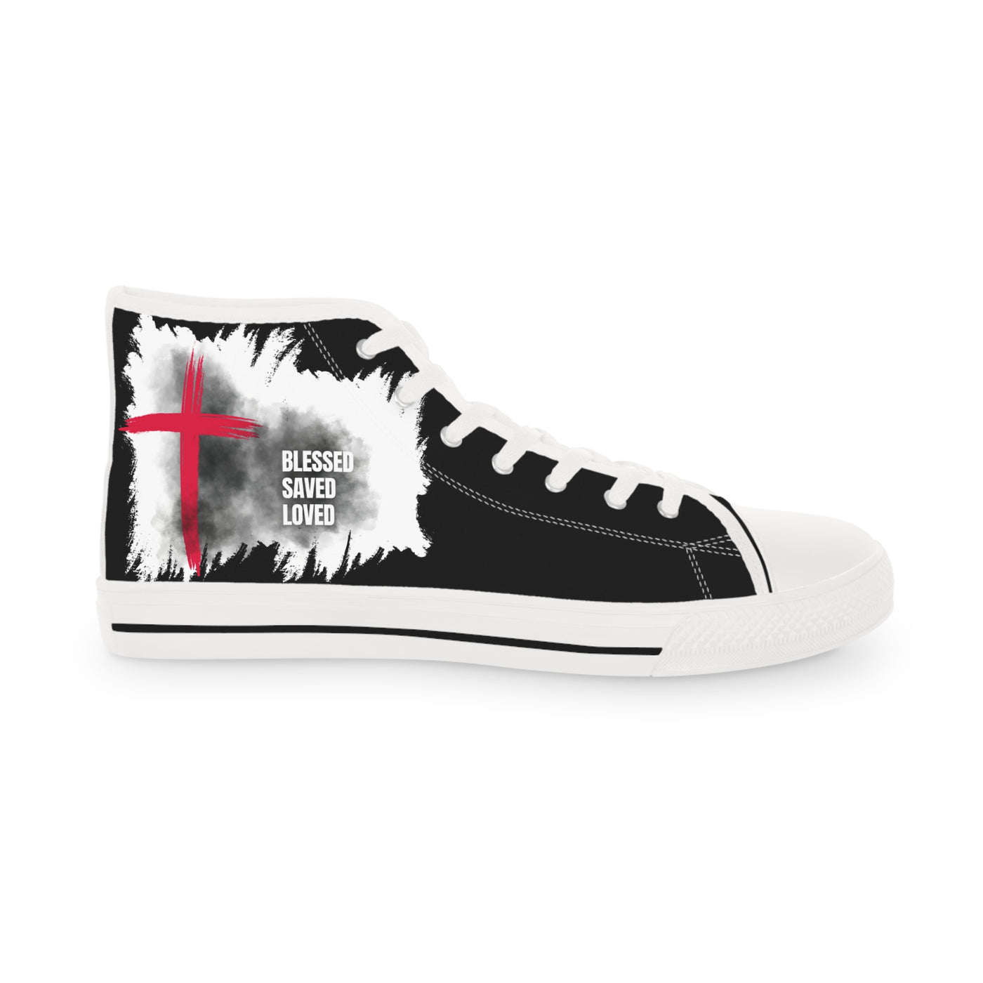 Blessed . Saved - Loved High Top Sneakers, Trendy Sneakers