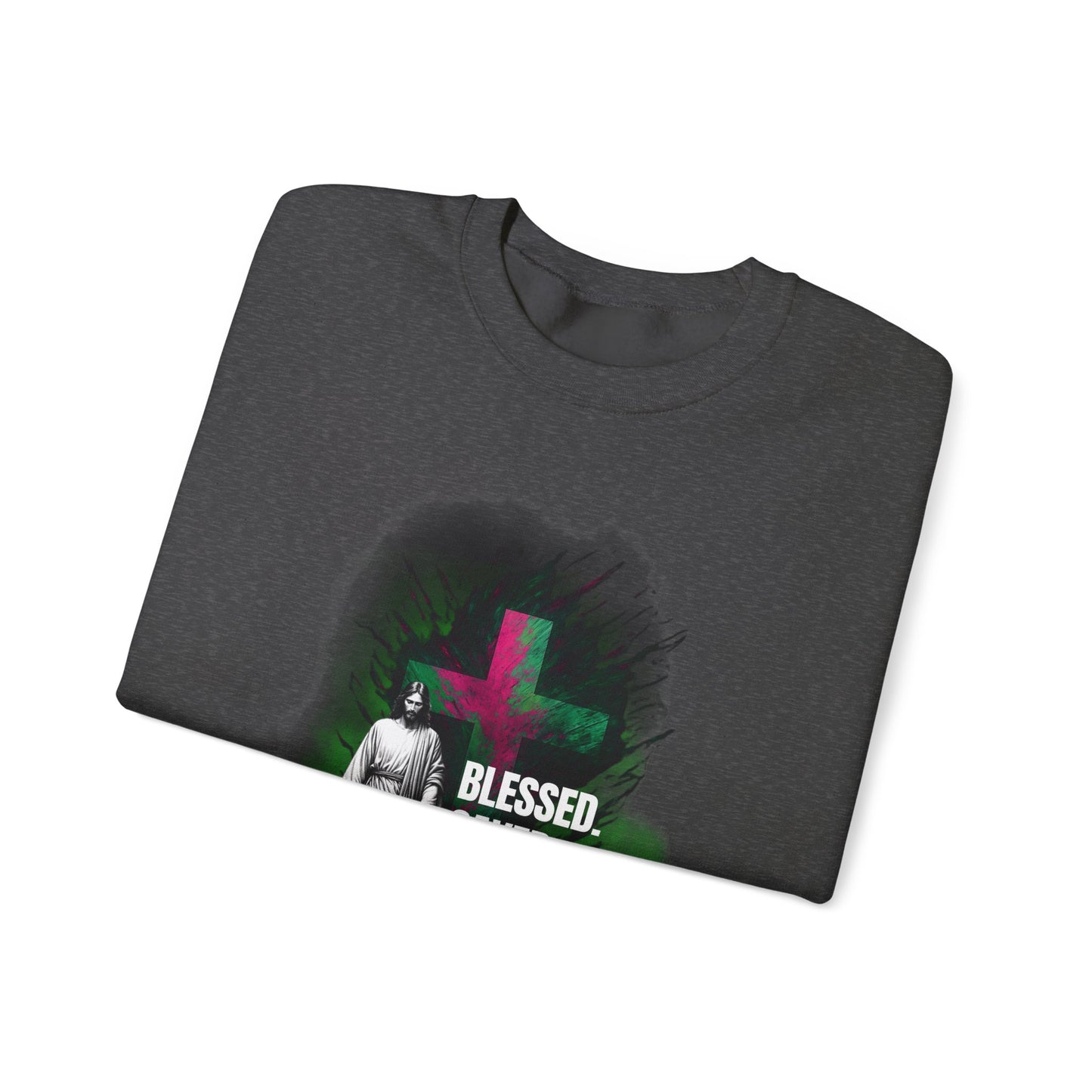 Jesus mit Faith und Spruch Blessed -Saved -Forgiven Sweatshirt