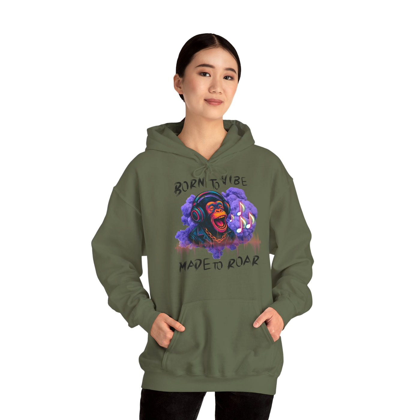 Born to Vibe Unisex Heavy Blend™ Hooded Sweatshirt - Made to Roar Monkey - Monkey 