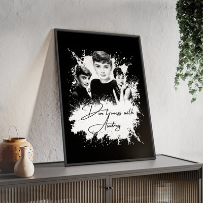 Audrey Hepburn Classic Poster with Wooden Frame - 'Don't Mess with Audrey'