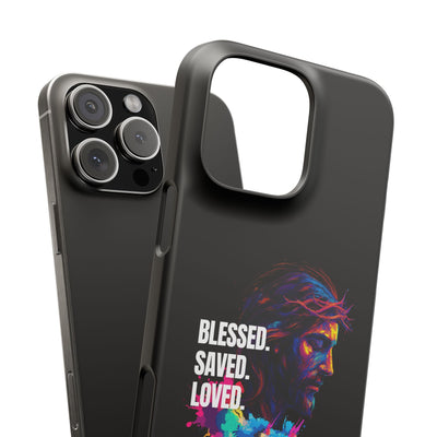 Blessed Saved loved - Snap Case - Jesus