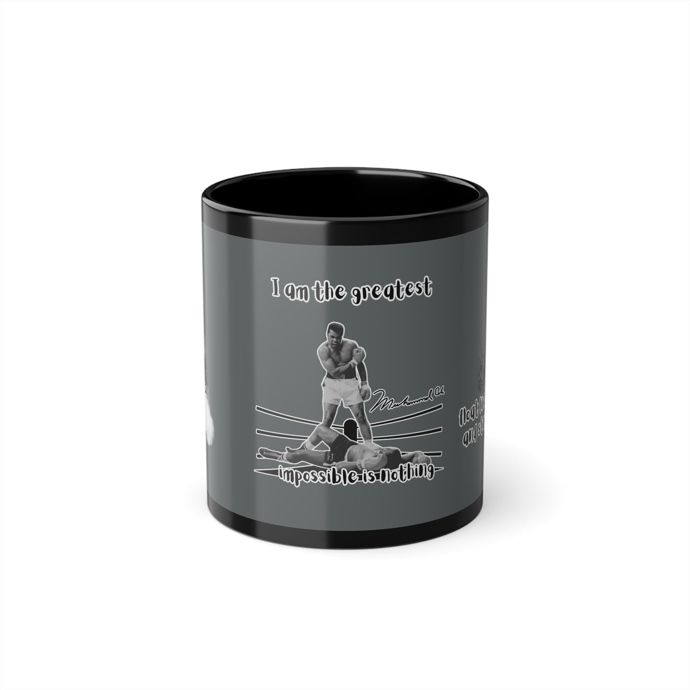 Motivational Black Coffee Mug Cup - Inspire Your Day with Muhammed Ali C
