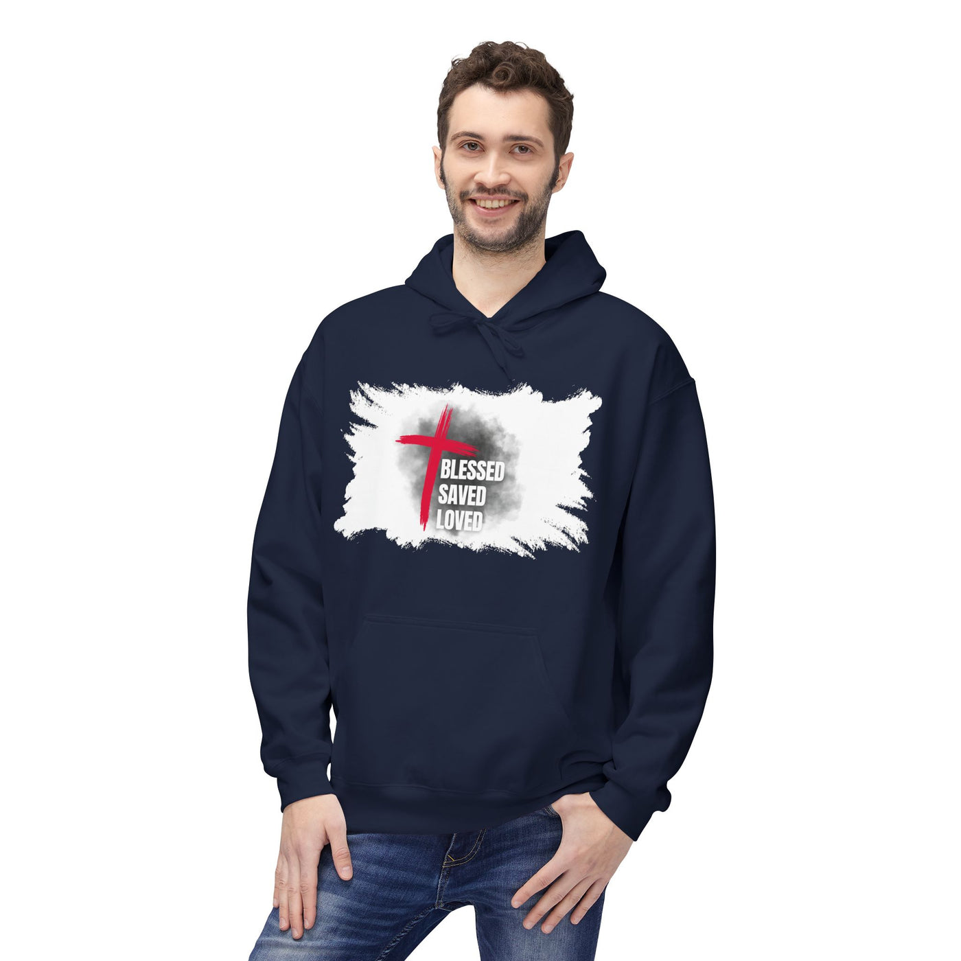 Faith-Inspired Hoodie: Blessed, Saved, Loved - Christian JESUS