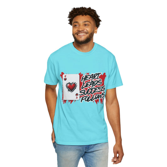 Heart Leads Success Unisex Heavy Cotton Tee | Graphic Tee | Casual Wear | Gift for Gamers | Inspirational Fashion | Streetwear