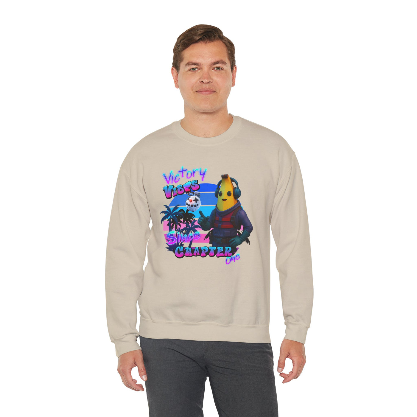 Victory Fortnite Vibes Banana Crewneck Sweatshirt - Unisex Heavy Blend