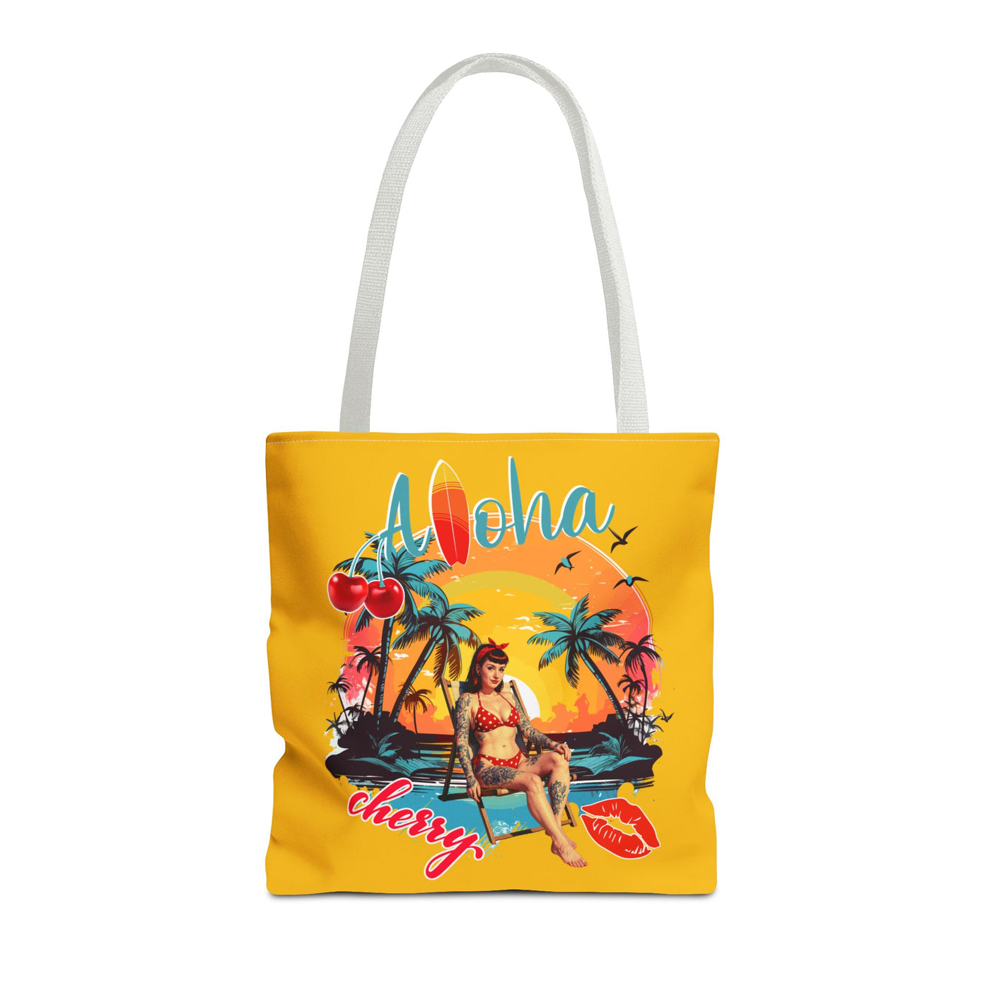 Aloha Cherry Tropical Tote Bag | Beach Accessories, Summer Bag, Travel Tote, Hanging Bag, Beach Bag