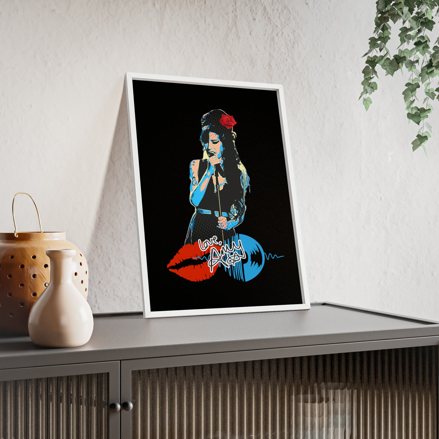 Love Amy Winehouse Poster with Wooden Frame - Vibrant Wall Art for Music Lovers