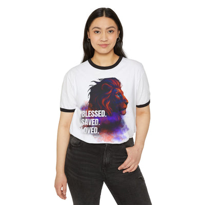 Blessed, Saved, Loved Unisex Cotton Ringer T-Shirt