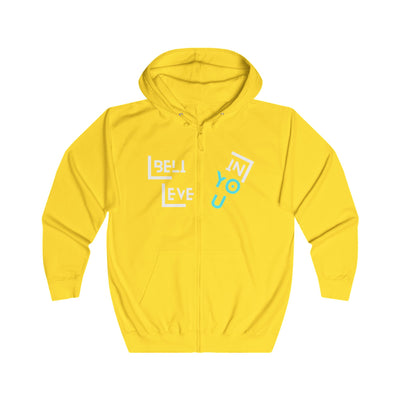 Believe in You- Unisex Full Zip, Cozy Wear, Inspirational Gift, Casual Outfit, Motivational Apparel