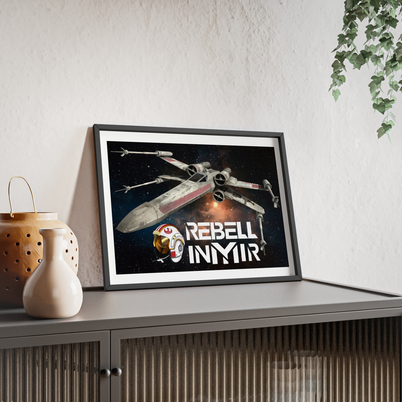 Star Wars X-Wing Fighter Poster with Wooden Frame - Rebel Inyir Decor