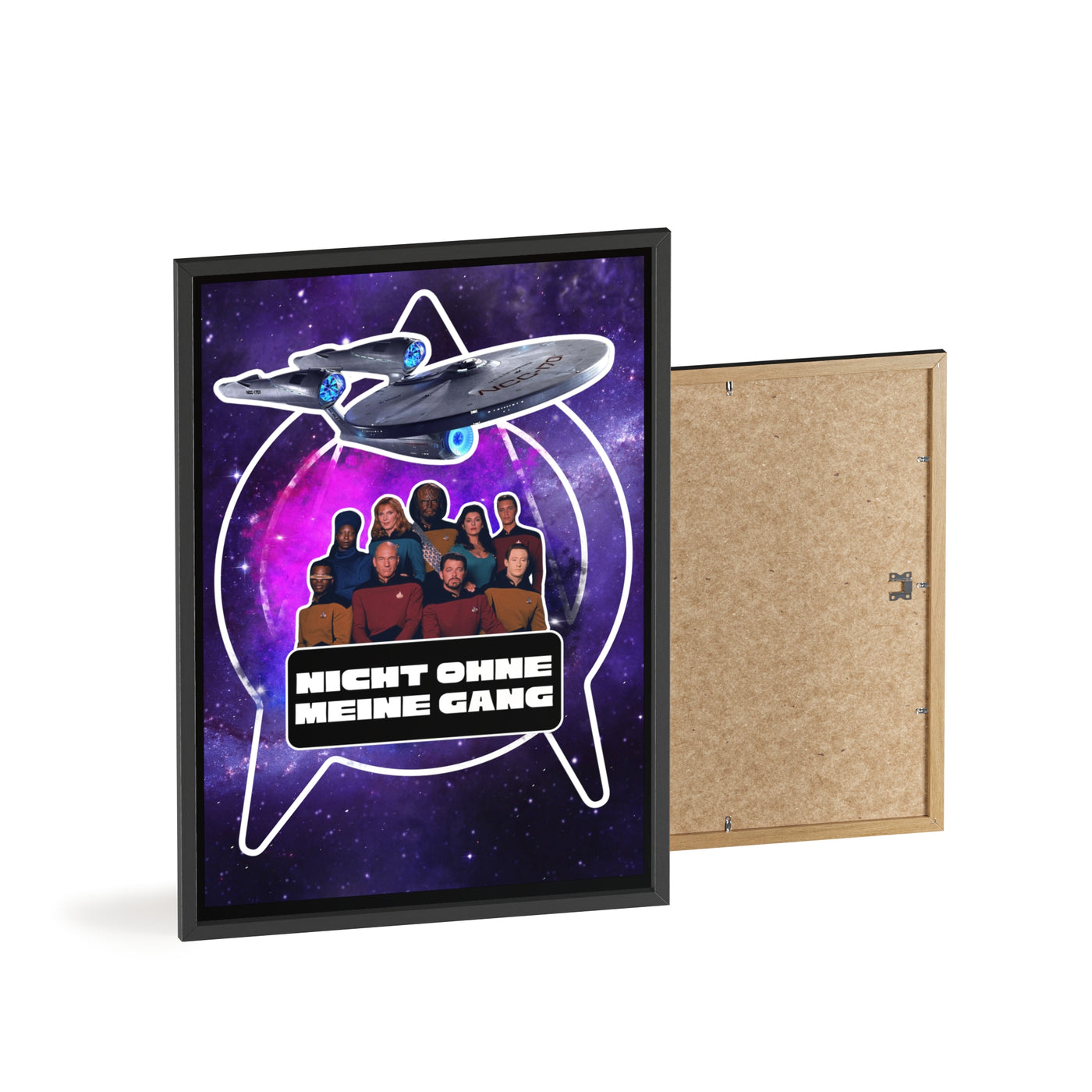 Starship Adventure Poster with Wooden Frame | Sci-Fi Wall Art, Geek Decor,