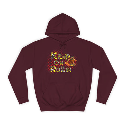 'Keep On Rollin' Design Unisex College Hoodie Flintstones Feuerstein