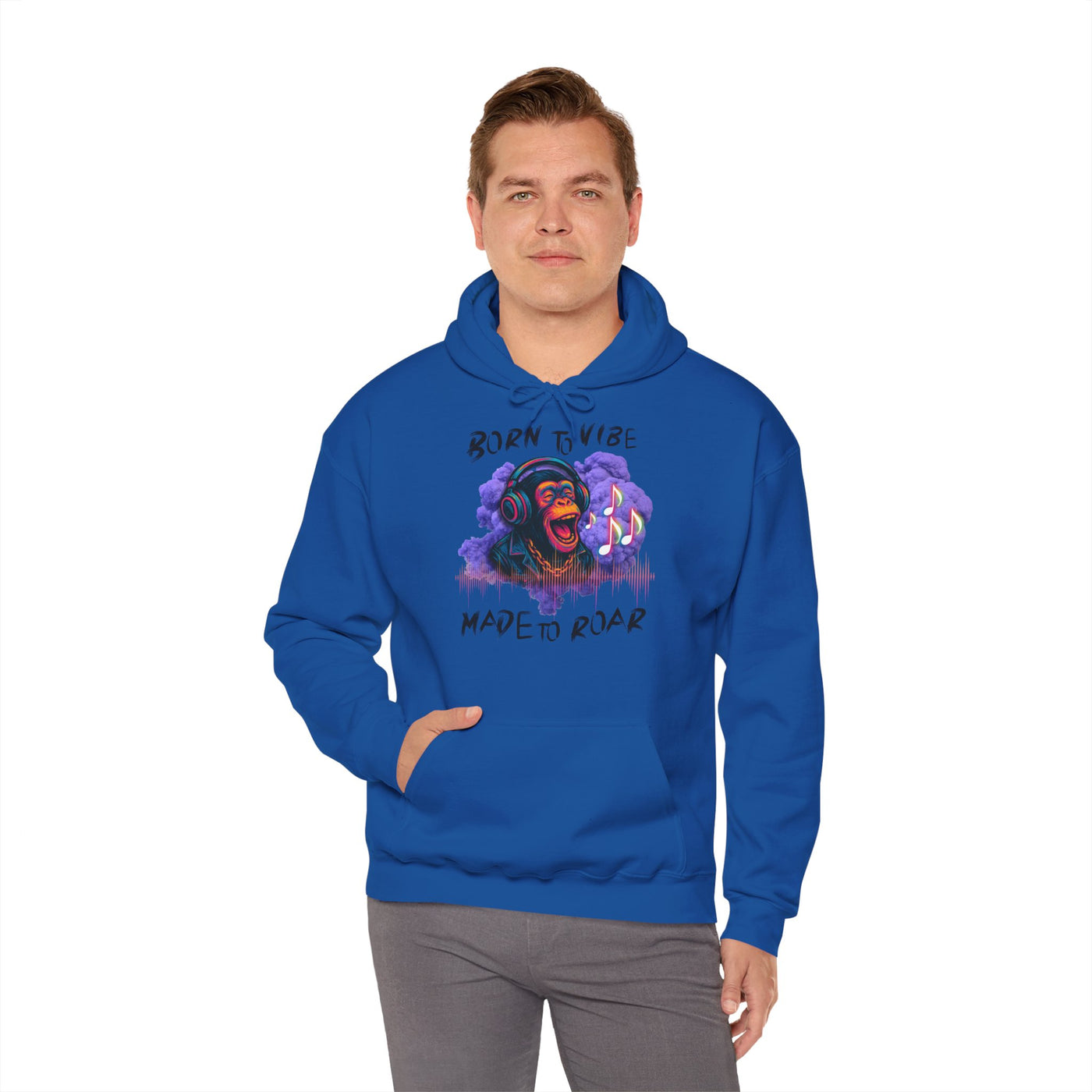 Born to Vibe Unisex Heavy Blend™ Hooded Sweatshirt - Made to Roar Monkey - Monkey 