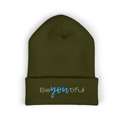 Vibrant "BeYoutiful" Cuffed Beanie - Stylish Embroidered Hat for Self-Expression