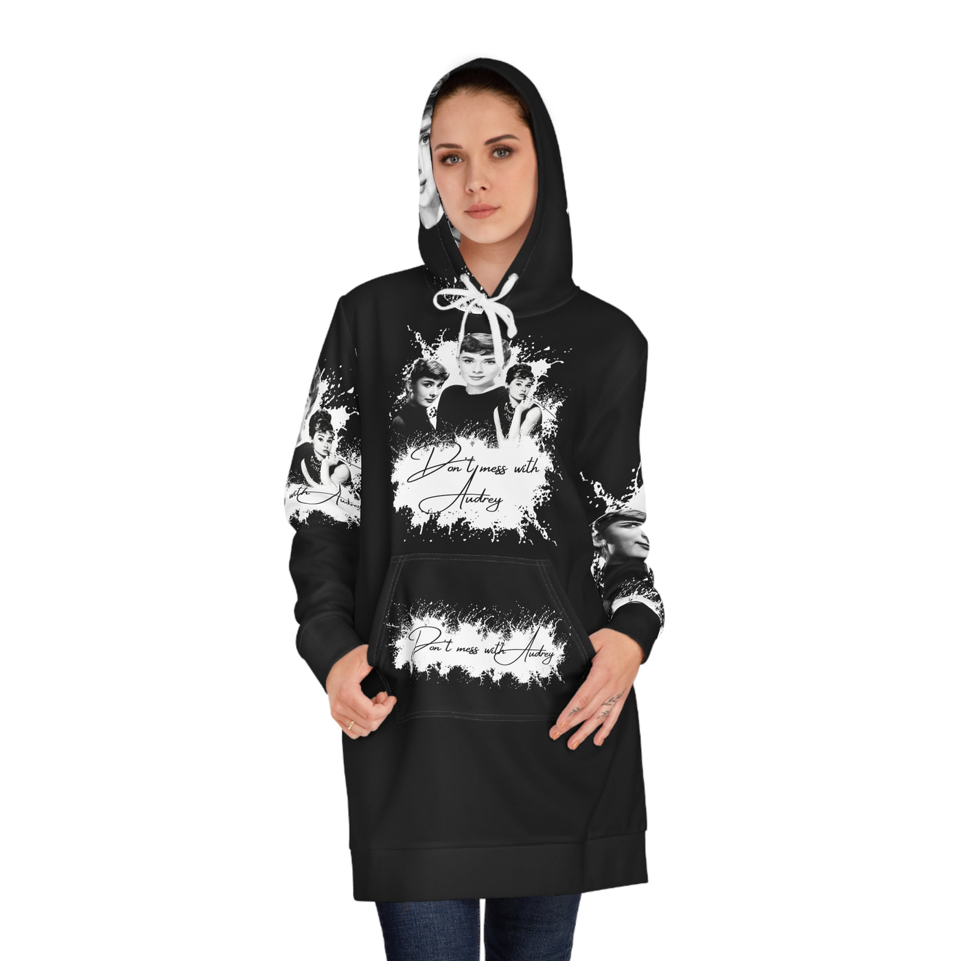 Audrey Hepburn Graphic Hoodie Dress - Stylish & Cozy Women's Fashion