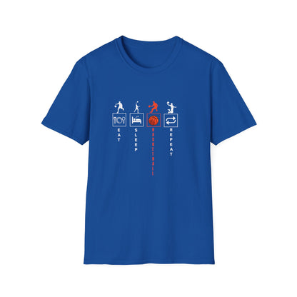 Basketball Life Unisex T-Shirt - Eat, Sleep, Basketball, Repeat