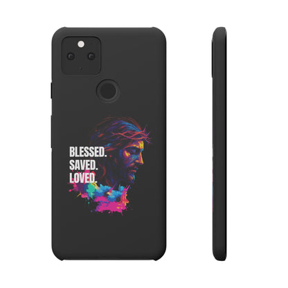 Blessed Saved Loved -  Snap Case Handyhülle - Jesus
