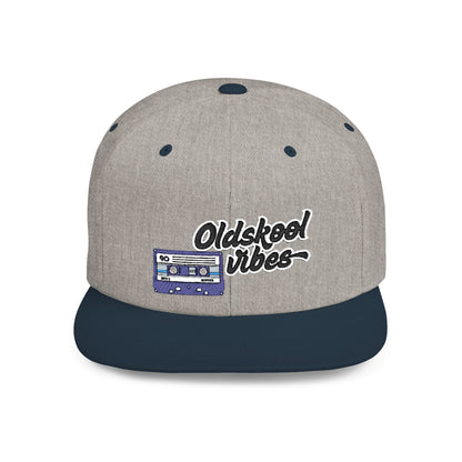 Oldschool Vibes Flat Bill Snapback Cap | Retro Style Hat for Casual Wear