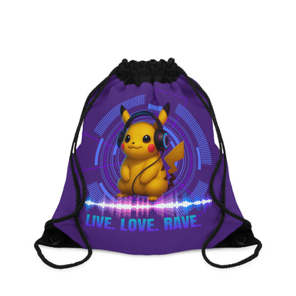Rave Pokemon Drawstring Bag - Live Love Rave, Gym Bag, Tunrbeutel, Music Festivals