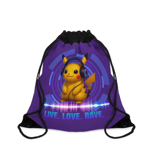 Rave Pokemon Drawstring Bag - Live Love Rave, Gym Bag, Tunrbeutel, Music Festivals