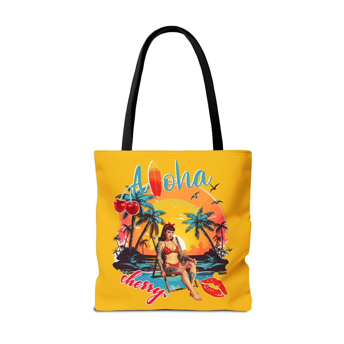 Aloha Cherry Tropical Tote Bag | Beach Accessories, Summer Bag, Travel Tote, Hanging Bag, Beach Bag