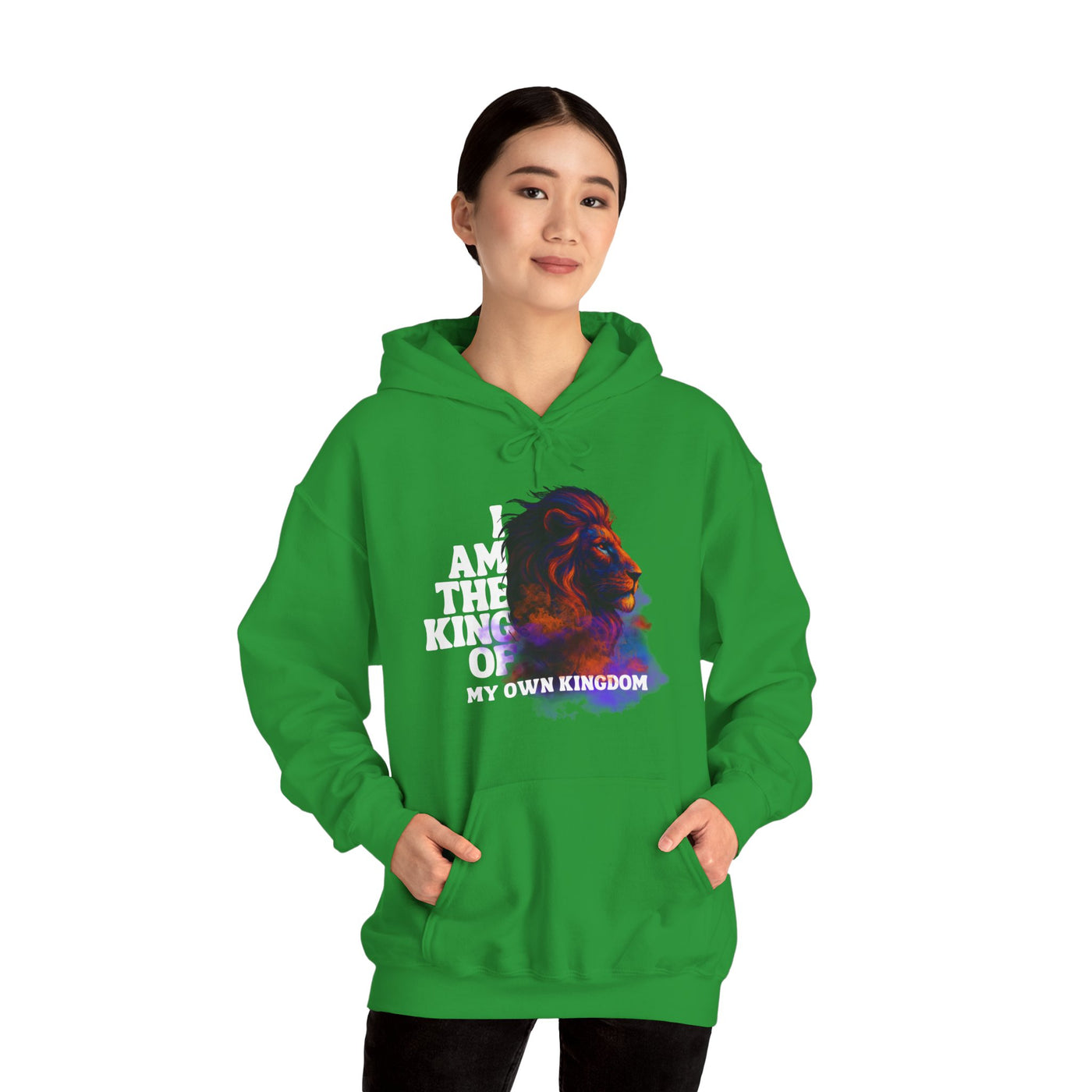 Inspirational Lion Hoodie "i am the king of my kingdom"