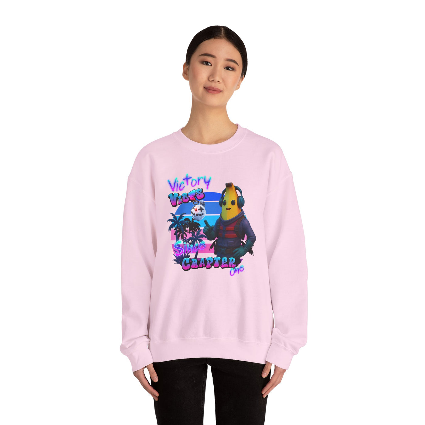Victory Fortnite Vibes Banana Crewneck Sweatshirt - Unisex Heavy Blend