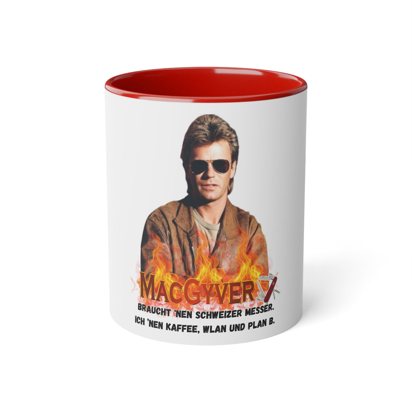 MacGyver Flame Mug, Coffee Lover Gift, Retro 80s Mug, Funny Office Cup, Tasse