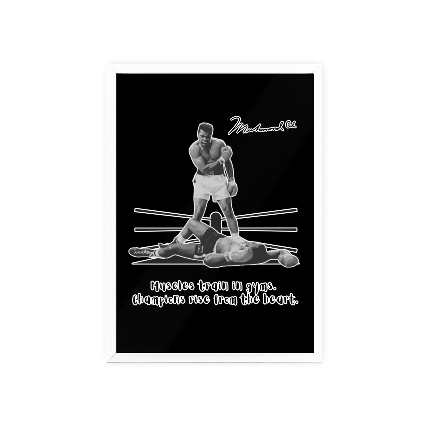 Boxing Inspired Wall Art Poster with Wooden Frame - Muhammad Ali 