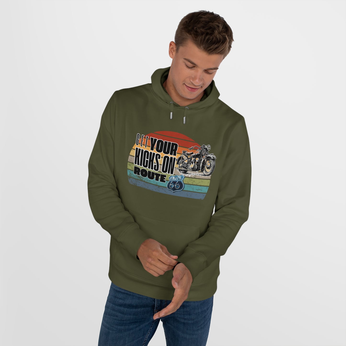 Retro Route 66 Motorcycle Hoodie Sweatshirt - Get your kicks on route 66