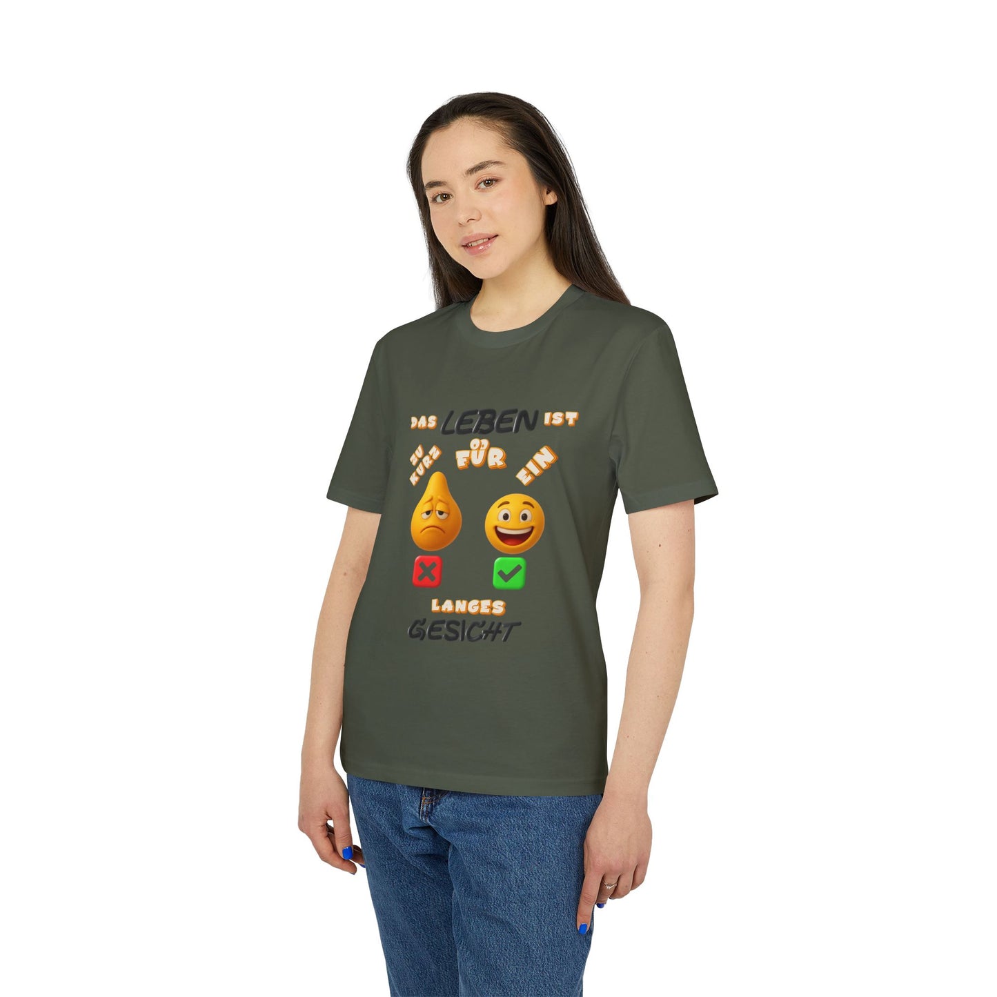 Funny Graphic T-Shirt - 'Das Leben ist zu kurz für ein langes Gesicht'