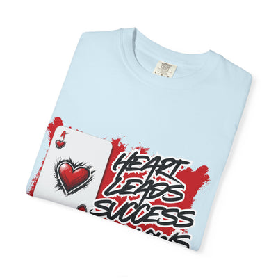 Heart Leads Success Unisex Heavy Cotton Tee | Graphic Tee | Casual Wear | Gift for Gamers | Inspirational Fashion | Streetwear