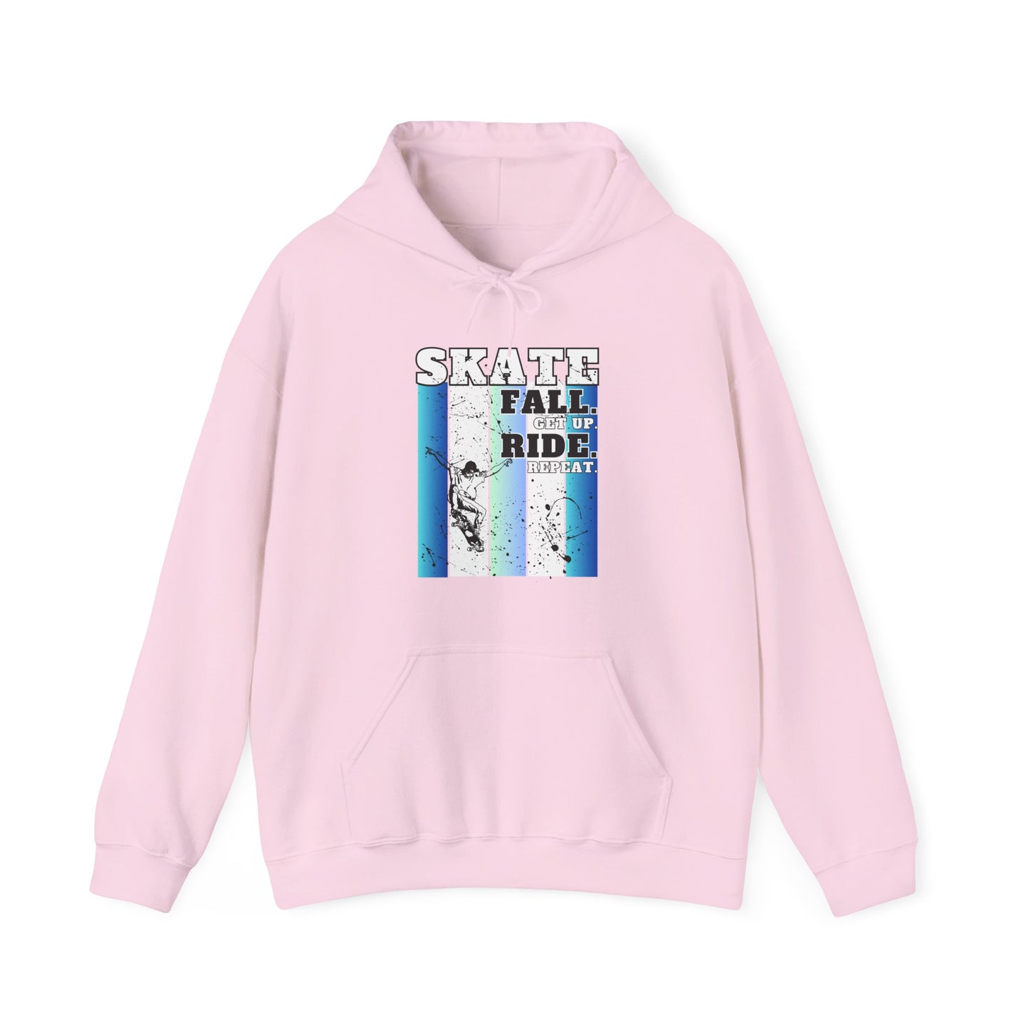 Skateboarding Warmup Hoodie - 'Skate Fall Get Up Ride Repeat' Design