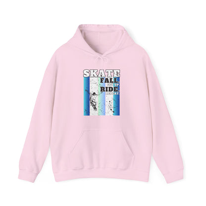 Skateboarding Warmup Hoodie - 'Skate Fall Get Up Ride Repeat' Design