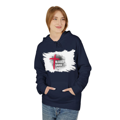Faith-Inspired Hoodie: Blessed, Saved, Loved - Christian JESUS