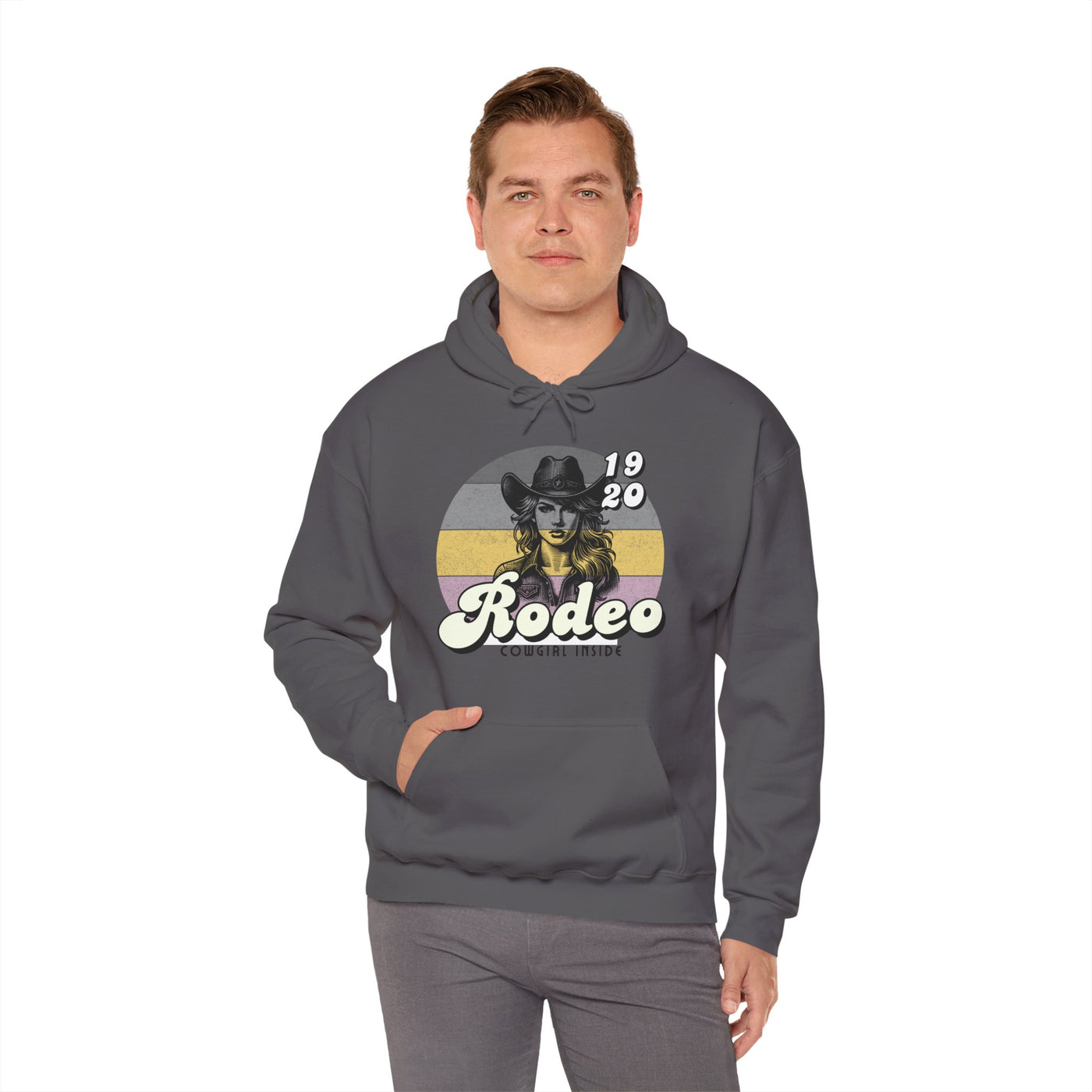 Rodeo Cowgirl Hooded HOODIE - Unisex Heavy Blend™ - Retro Style