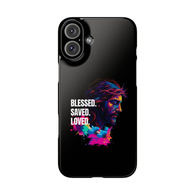 Blessed Saved loved - Snap Case - Jesus