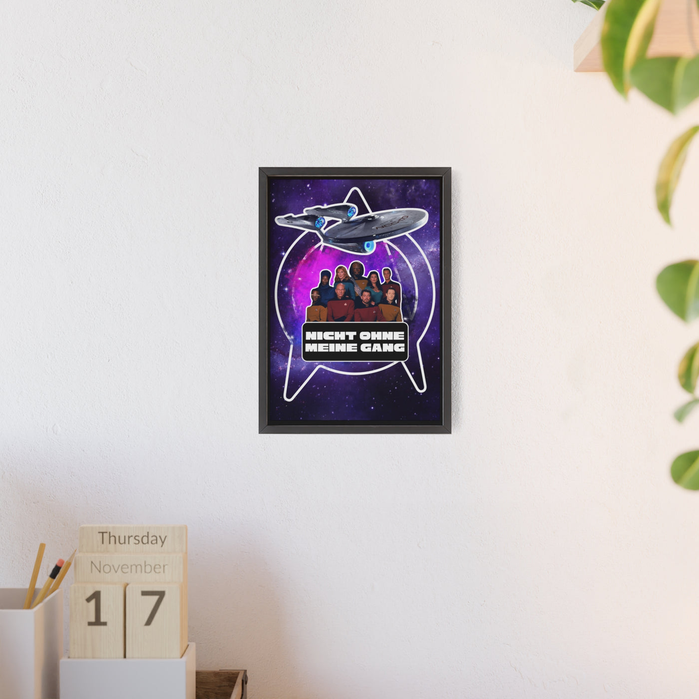 Starship Adventure Poster with Wooden Frame | Sci-Fi Wall Art, Geek Decor,