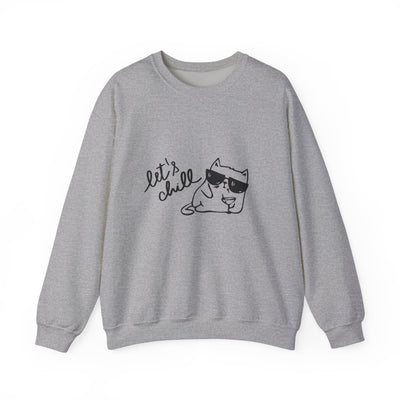 Let's Chill Cat Sweatshirt - Unisex Garment-Dyed Pullover for Cozy Days