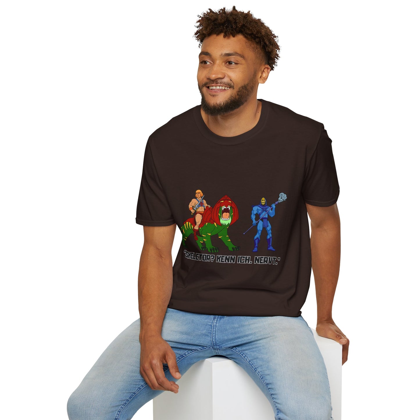 He-Man Retro Graphic Tee, Unisex Softstyle Shirt for Fans, Vintage Cartoon Apparel, Gift for Geeks, Nostalgic T-Shirt
