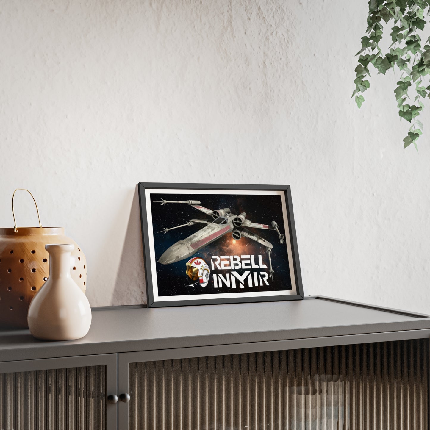 Star Wars X-Wing Fighter Poster with Wooden Frame - Rebel Inyir Decor
