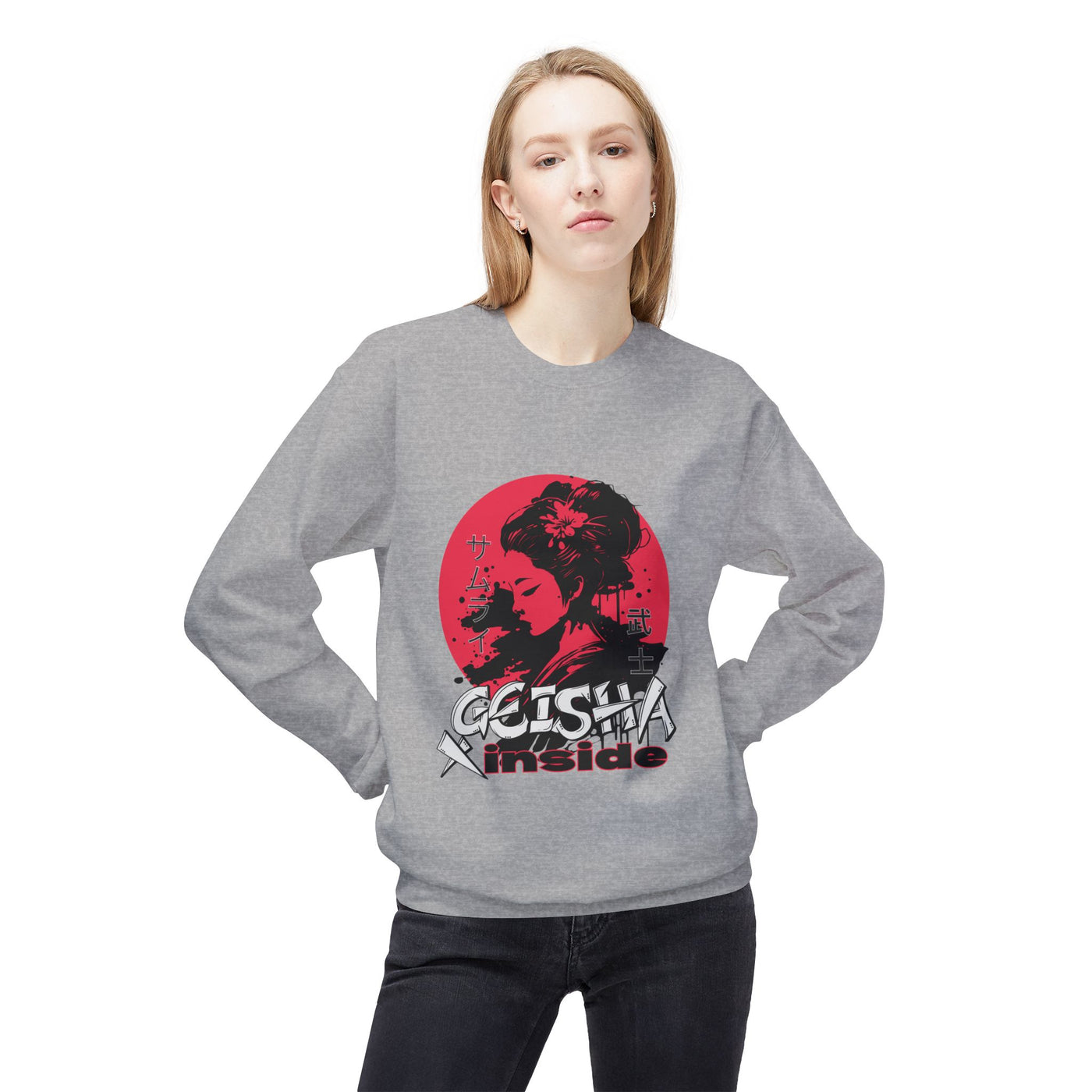 Unisex "Geisha Inside" Fleece Sweatshirt, Cozy