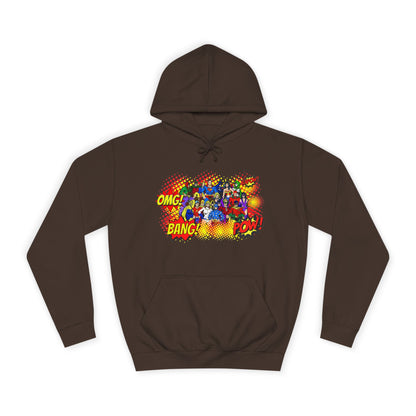 Superhero Graphic Hoodie, Unisex College Sweatshirt, Marvel DC Fans Apparel, Comic Book Lover Gift, Fun Cosplay Outfit