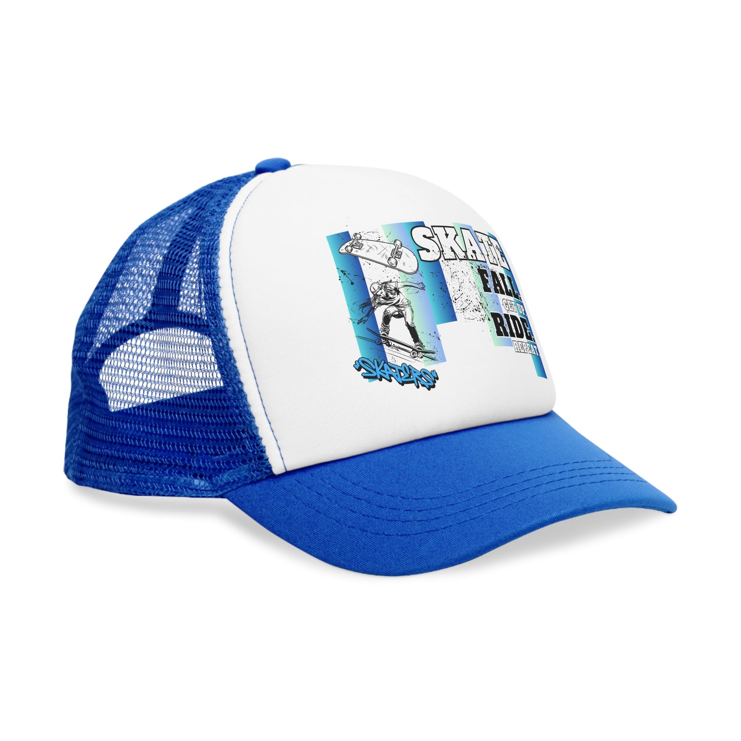 Skateboarding Mesh Cap - "Skate Fall, Get Up, Ride, Repeat"