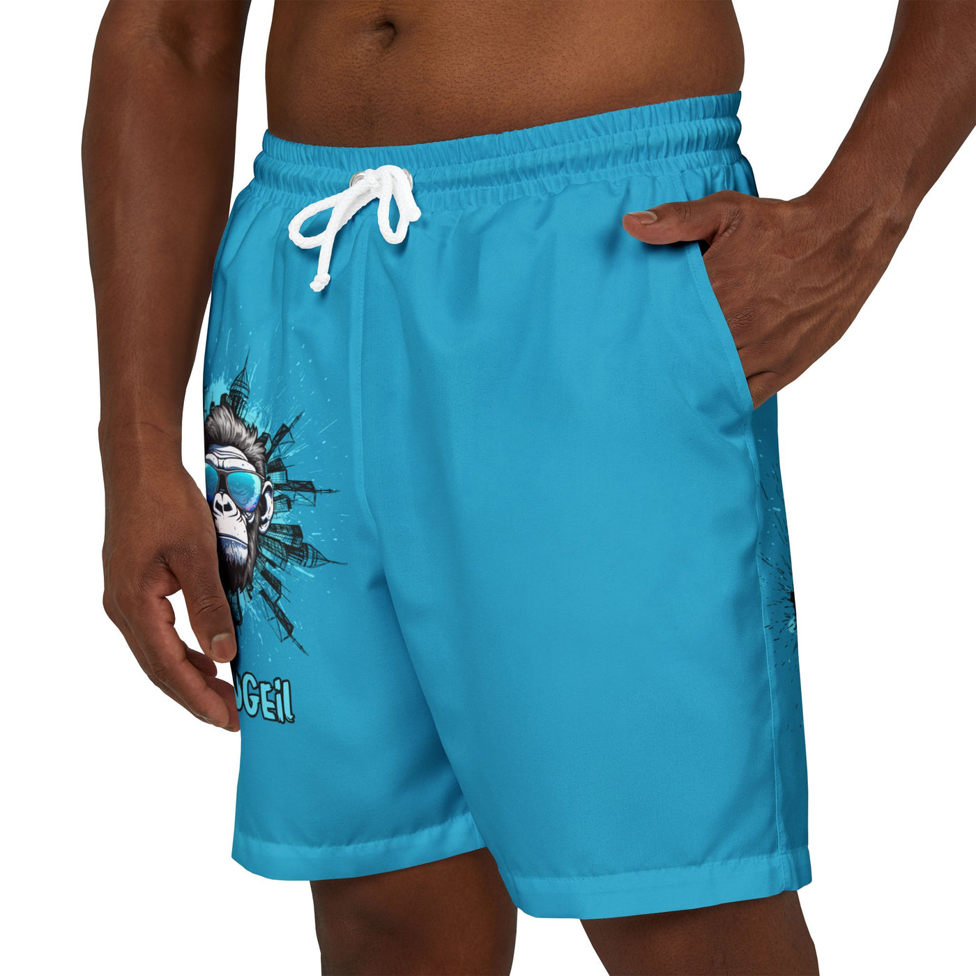Cool Gorilla Print Swim Shorts - Swimming Trunks - Awesome