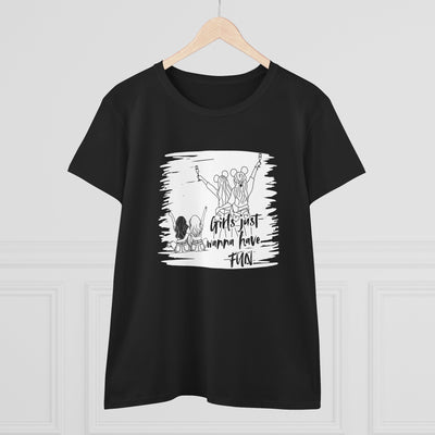 Girls Just Wanna Have Fun Cotton Tee - Women's Midweight Casual Shirt
