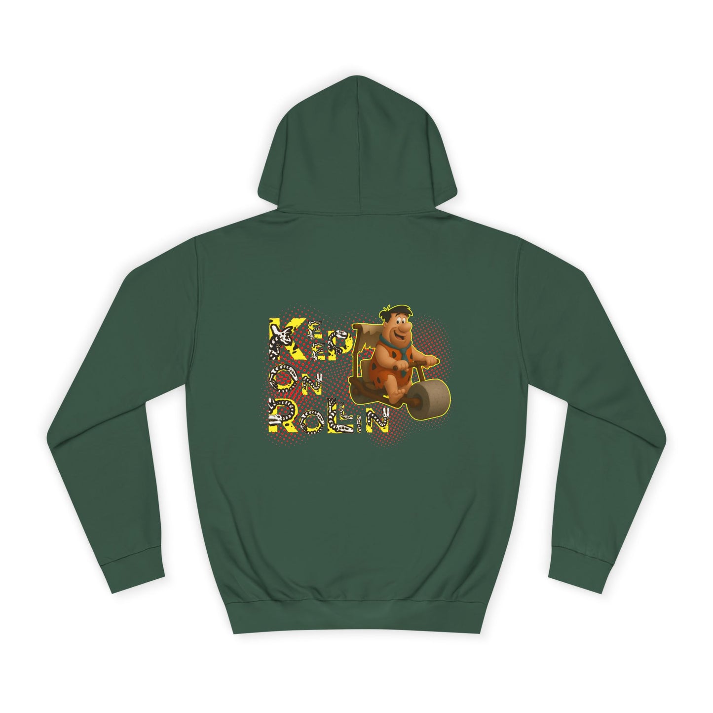 'Keep On Rollin' Design Unisex College Hoodie Flintstones Feuerstein