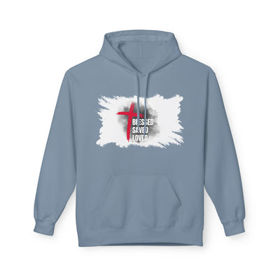 Faith-Inspired Hoodie: Blessed, Saved, Loved - Christian JESUS