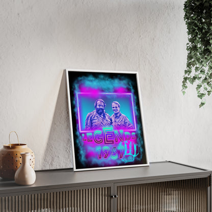 Retro Legends Poster with Wooden Frame - 1967 Nostalgia Art Bud Spencer &amp; Terence Hill