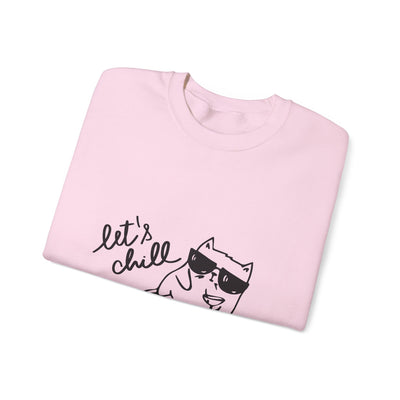 Let's Chill Cat Sweatshirt - Unisex Garment-Dyed Pullover for Cozy Days